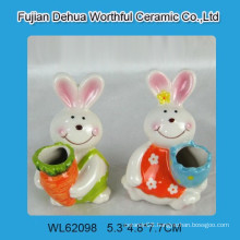 2016 promotional handpainting easter rabbit design ceramic toothpick holder for Easter Day